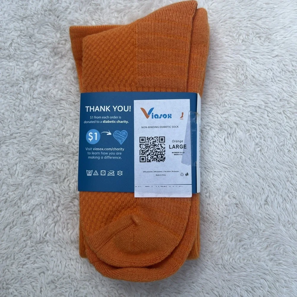 Viasox Diabetic Compression Socks Size Large Unisex Lot of 2 Green & Orange